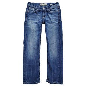 BKE Medium Wash Low Rise Bootcut Jeans Womens Sz 28 Embroidered Thick Stitch